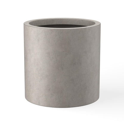 Kante 9.8" Dia Round Concrete Planter, Modern Style Large Cylindrical Plant Pot with Drainage Hole and Rubber Plug for Indoor Outdoor Patio, Weathered Concrete