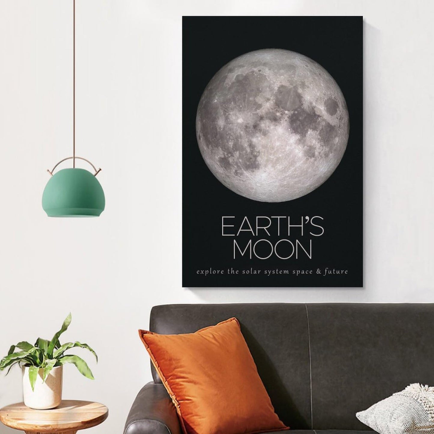 LGDSBHH Minimalist Earths Moon Solar System Canvas Wall Art - Educational Space Planet Poster - Science Classroom & Kids Bedroom Decor - 12x18 Inch (Unframed)