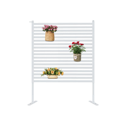 OnlyGarden Outdoor Privacy Screen Fence with Feet Stand 3 x 4FT, Freestanding Fence Privacy Screen for Outside, Metal Divider Stake for Garden Patio Balcony, Air Conditioner, Trash Can AC Fence White