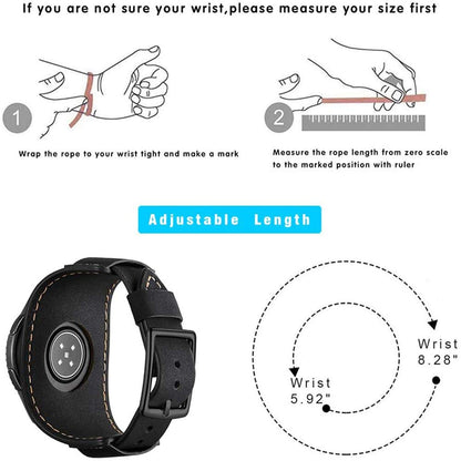 Sjiangqiao Compatible with Samsung Galaxy Watch 46mm/Gear S3 Frontier/Classic Bands, 22mm Vintage Genuine Leather Replacement Strap Cuff Bracelet Wristband Accessories Wrist Belt for Men Women(Black)