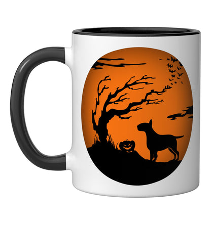 Miniature Bull Terrier Halloween Ceramic Mug, Black/White