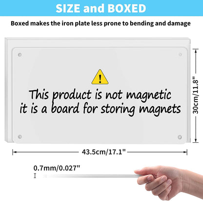 2Pack Magnetic Board,17.1" x 11.8" Magnet Display,for Magnets and Bulletin Board,Suitable for Wall, Refrigerator, Compartment, Cabinet etc,Comes with Dual Lock Tape for Easy Hanging (White