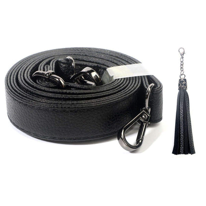 BEAULEGAN Purse Strap Replacement - Full Grain Microfiber Leather - 59 Inch Long Adjustable for Crossbody Shoulder Bag - 0.7 Inch Wide, Black/Gunmetal