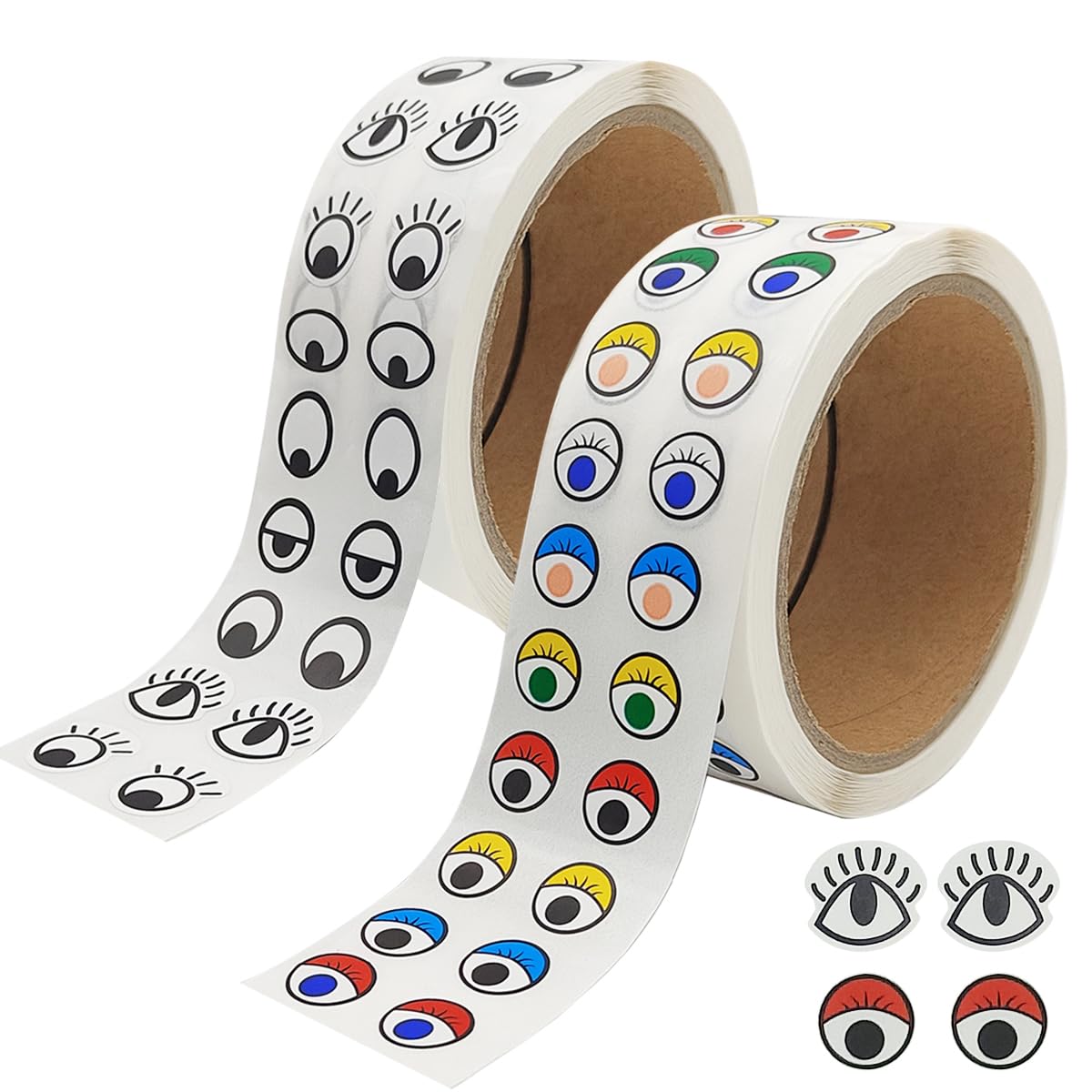 4000 pcs Eye Stickers, DaKuan 2 Models Eyeball Stickers, Eyes for Crafts, Sticker Eyes, for Handmade DIY, Crafts and Decorations (Black and White and Colour)