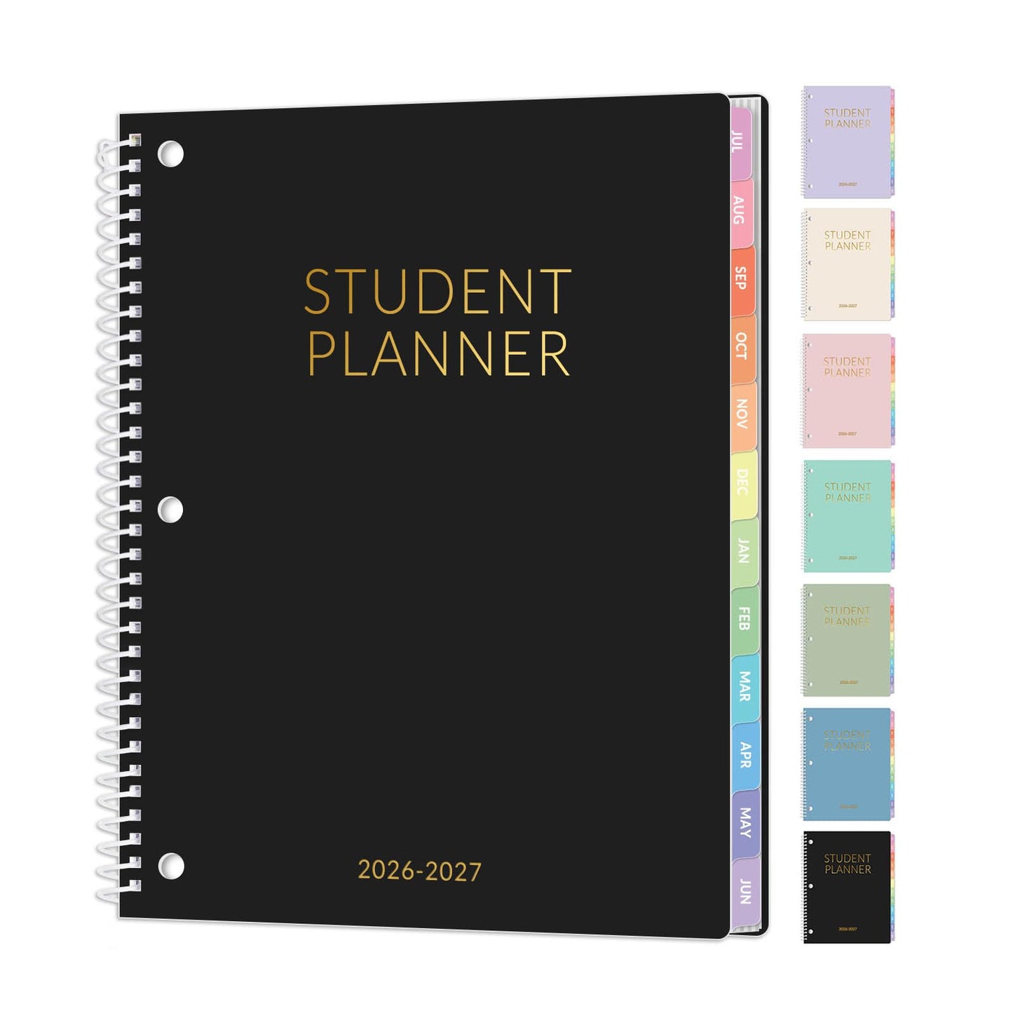 Student Planner 2026-2027, SUNEE Academic Weekly & Monthly Plan Book, Jul. 2026 - Jun. 2027, 8.5"×11" School Planner, Lesson Plan Book with Week's Goals, Bookmark, Monthly Tabs, 3-Hole Punched, Black