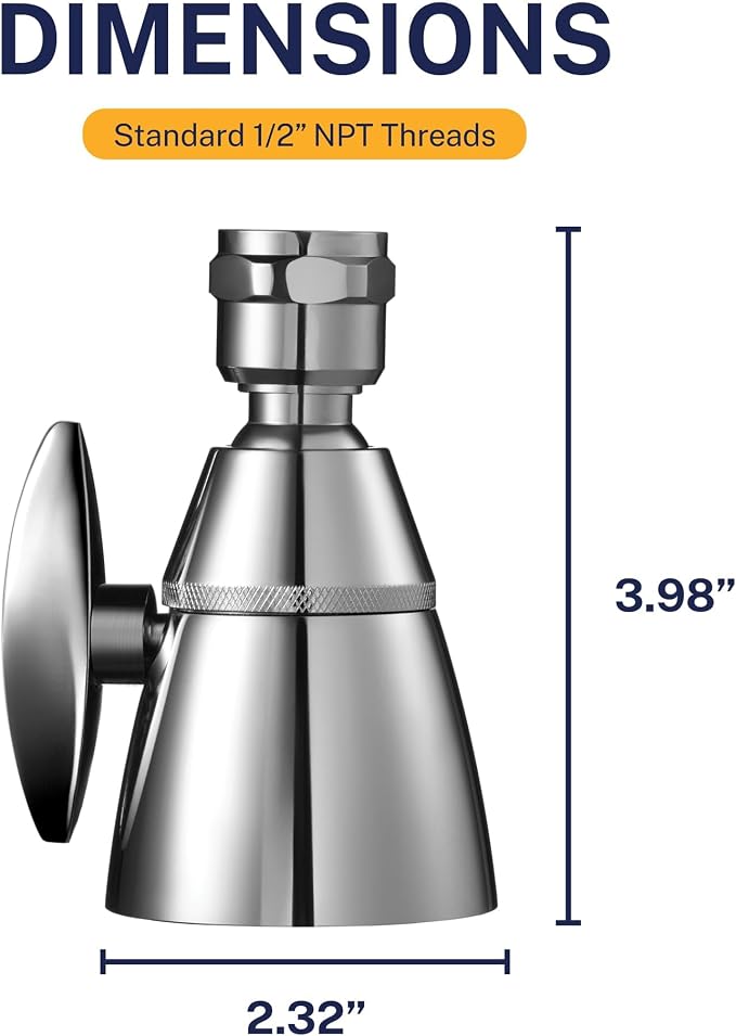 HammerHead Showers® Solid Metal 2 Inch High Pressure Shower Heads - CHROME – California Compliant 1.75 GPM Low Flow Rate - High Flow Shower Head with ADJUSTABLE SPRAY PATTERN - Fixed Shower Head