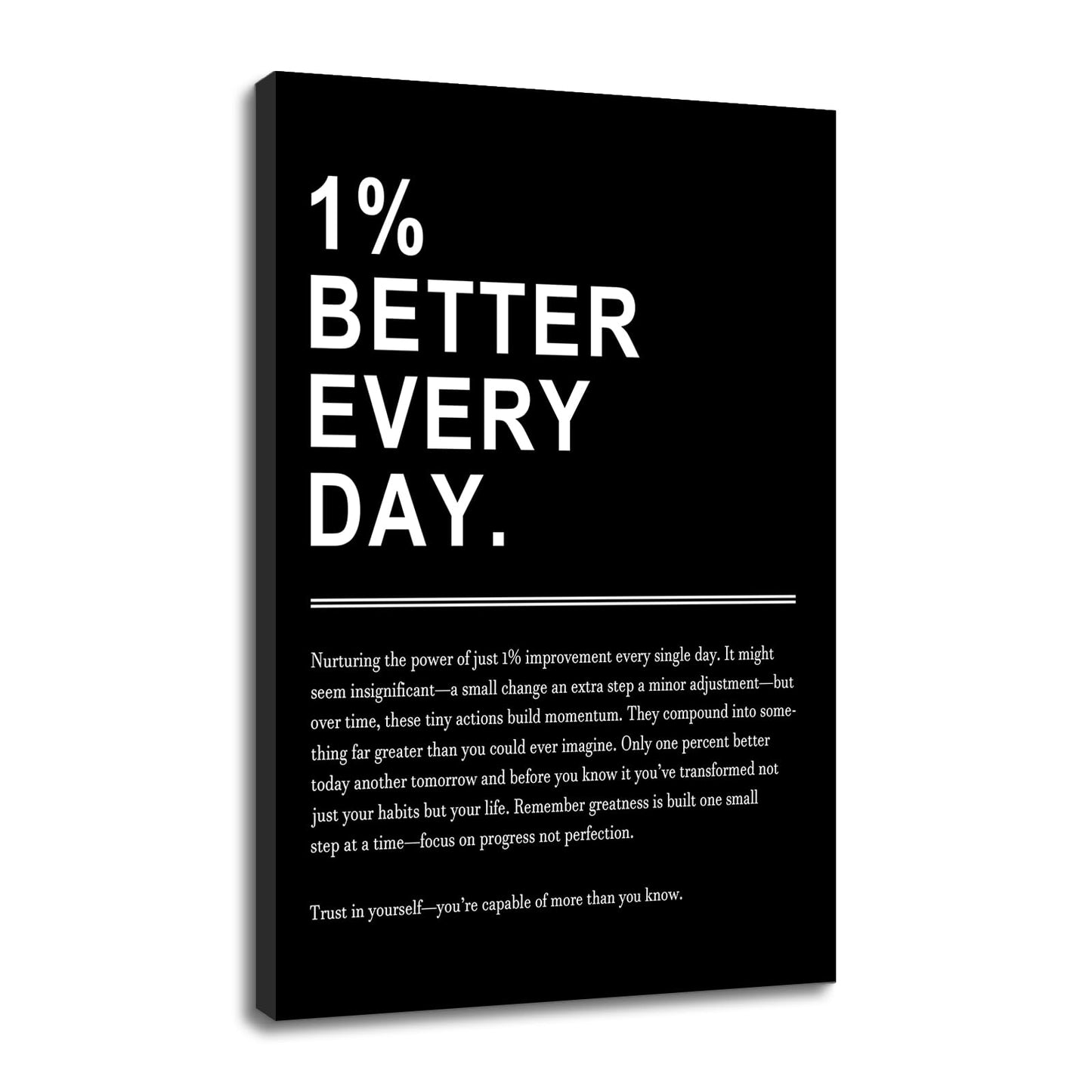 Inspirational Canvas Wall Art 1% Better Every Day Office Success Quote Growth Entrepreneur Motivational Poster Pictures Decoration Prints for Classroom Home Artwork Ready to Hang [24''Wx36''H]