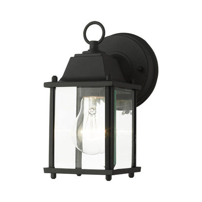 Livex Lighting 7506-14 Frontenac Traditional 1-Light Outdoor Wall Lantern with Clear Beveled Glass Shades, 8" x 4.75" x 8", Black