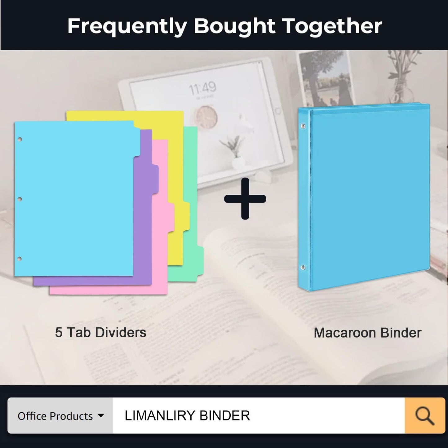 5-tabs 6 Set Binder Dividers with Tabs,Plastic Index with Label,Colored Tab Dividers for 3 Ring Binder (Total 30 Pcs)