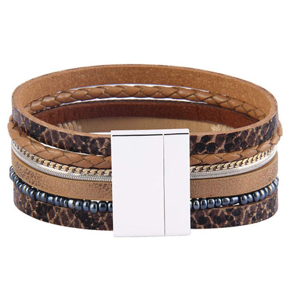 GelConnie Womens Leather Wrap Bracelet Boho Leather Cuff Bracelet Feather Turquoise Multi Layer Leather Bracelet Cuff Bangle Jewelry Bohemian Bracelet for Women Mother Wife