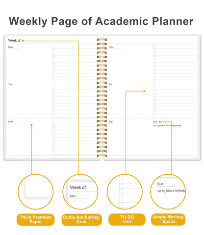 Academic Planner for 2026-2027 or Anytime - Undated Weekly Student Planner For Homeschool, High School, College & Nursing Students, 200 Pages, 8.5" x 11", Black