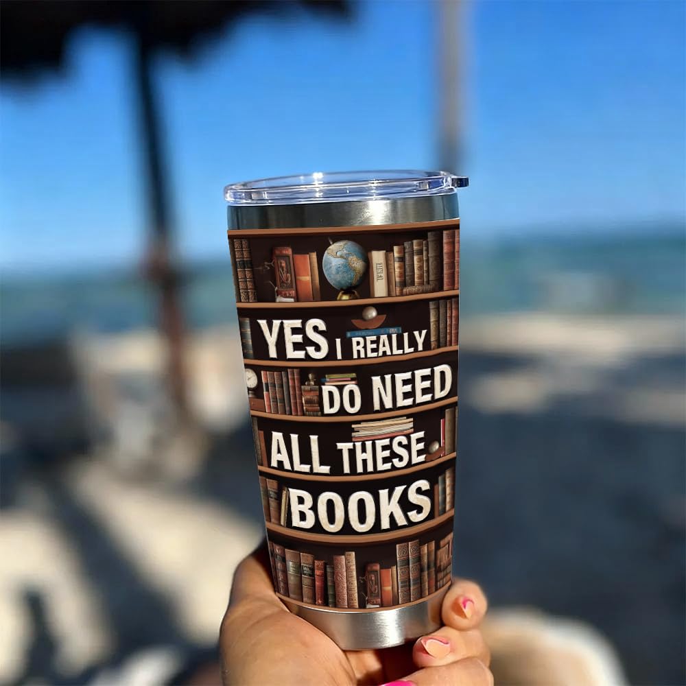 Qmoouoou Book Lovers Gifts for Women Librarian Book Lovers Reader - Need All These Books Reading Club Gifts, Bookish Gift for Readers, Reading Accessories Present for Birthday White Elephant