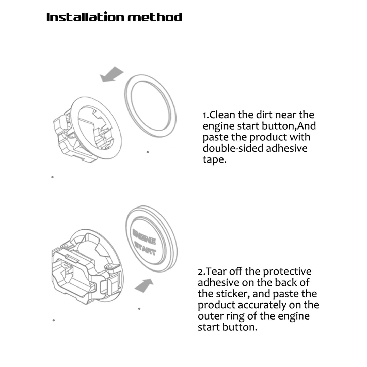 Bat Rotary Car Push Start Button Cover, Engine Start Stop Button Cover Interior Accessories, Anti Scratch Universal Protective DIY Decoration, Gift for Men (Bat Black)