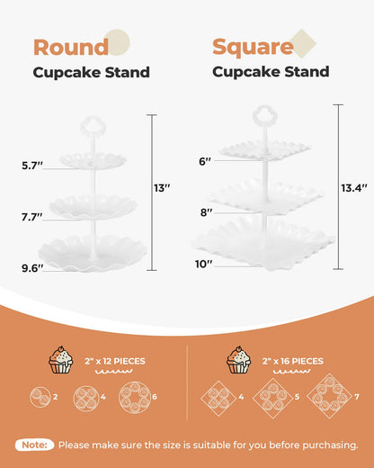 Kootek Dessert Cupcake Stand, 10pcs Dessert Table Display Set, 3 Tiered Cup Cake Holder Tower Stand Riser& Cookie Serving Trays for Wedding, Tea Party, Birthday, Baby Shower