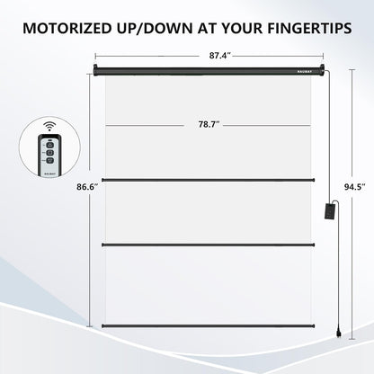 RAUBAY Motorized Pull Down White Screen Backdrop - 78.7" x 86.6" Collapsible Wall-Mount Background for Professional Video Production, Photography Studio, Video Conferencing and YouTube, TikTok Creator