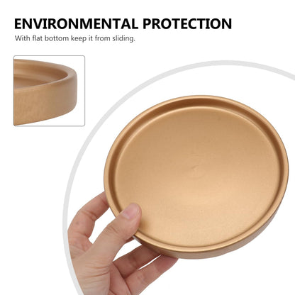 2PCS Gold Ceramic Plant Saucer 6 Inch Round Tray for Succulents, Indoor & Outdoor Plant Flower Pot Drip Tray for Water Drainage