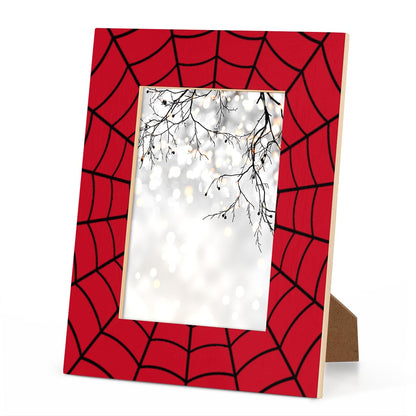 POFATO Cool Spider Web 5x7 Picture Frame Wooden Picture Frames for Wall Hanging & Tabletop Decor Display 5x7 or 5x5 Picture Collage Family Weddings Christmas Photo Frame for Gift