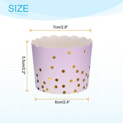 HARFINGTON 50Pcs Colorful Paper Baking Cups 6oz Cupcake Wrappers Scalloped Muffins Liners Disposable Greaseproof Containers for Birthday Party, Gradient Purple