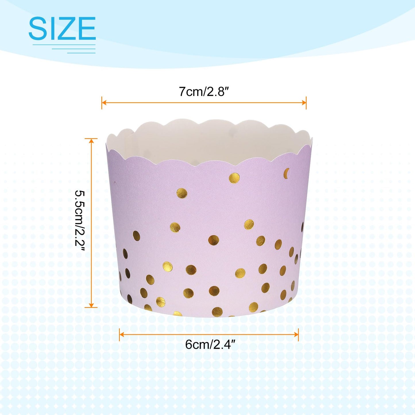 HARFINGTON 150Pcs Colorful Paper Baking Cups 6oz Cupcake Wrappers Scalloped Muffins Liners Disposable Greaseproof Containers for Birthday Party, Gradient Purple