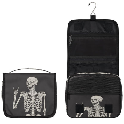 AUUXVA Hanging Toiletry Bag for Women, Halloween Skeleton Makeup Bag, Day of the Dead Cosmetic Bag, Travel Essentials for Women Men
