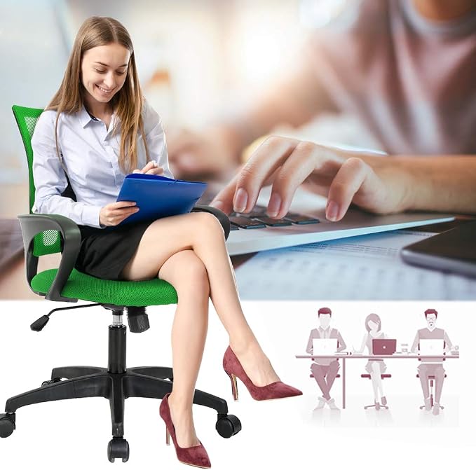 BestOffice Home Office Chair Ergonomic Desk Chair Mesh Computer Chair with Lumbar Support Armrest Executive Rolling Swivel Adjustable Mid Back Task Chair,Green