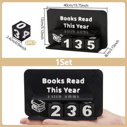 UNICRAFTALE Books Read This Year Counter Plastic 3D Printed Book Tracker for Reading Goal Display Balck Book Counter Sign Bookshelf Decor Reading Challenge Gift for Books Lovers 15.7x5.1x3.1Inch