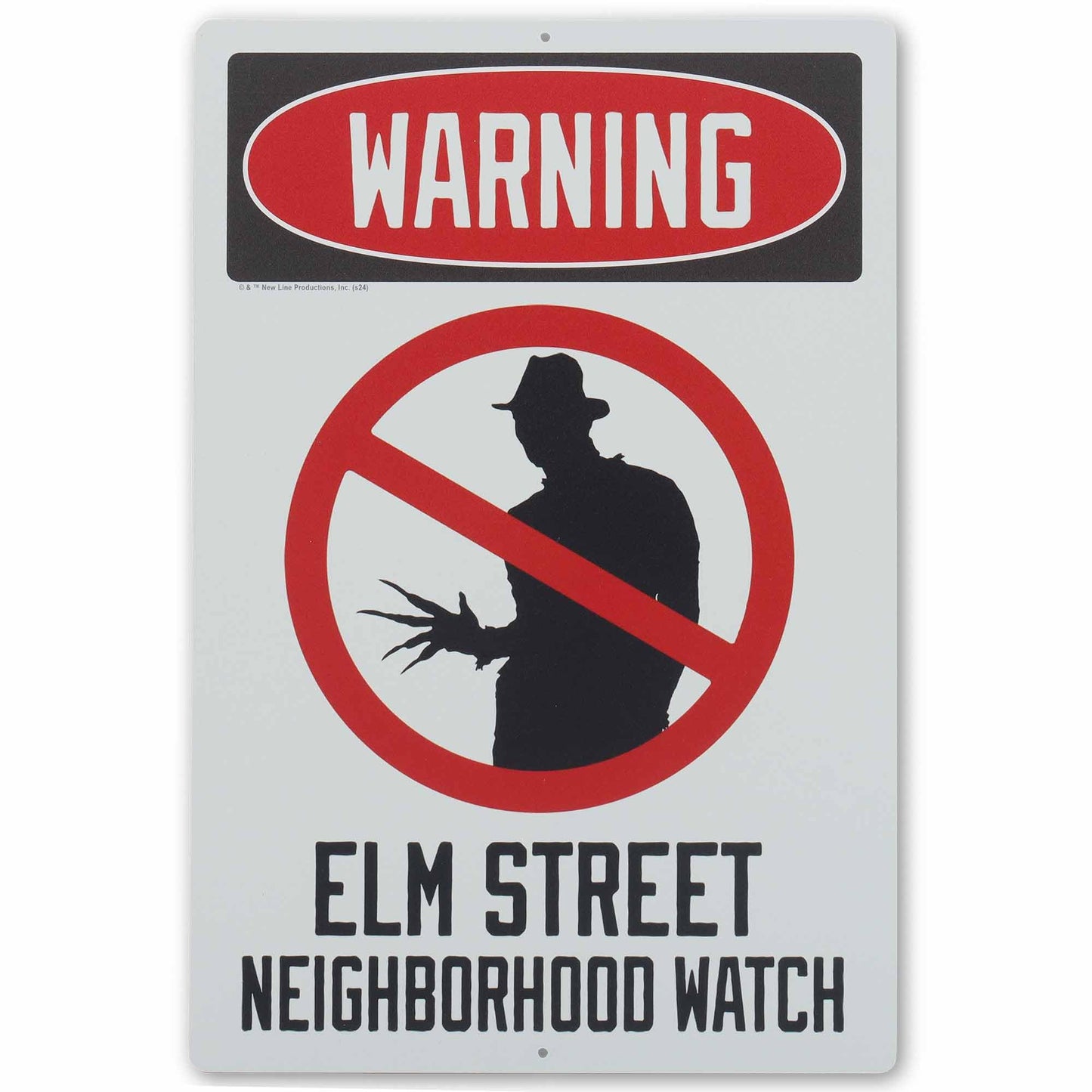 Nightmare On Elm Street Neighborhood Watch Metal Sign - Spooky Freddy Krueger Decoration for Movie Room or Halloween Decor