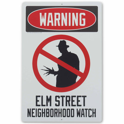Nightmare On Elm Street Neighborhood Watch Metal Sign - Spooky Freddy Krueger Decoration for Movie Room or Halloween Decor