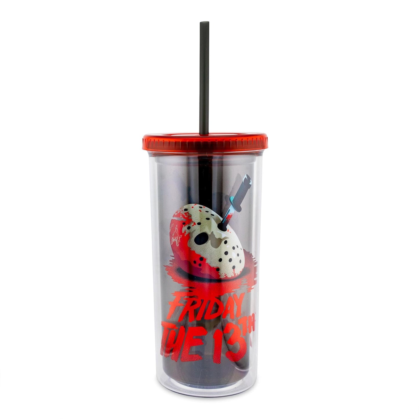 Friday The 13th: The Final Chapter Plastic Cold Cup With Leak-Resistant Lid and Reusable Straw | Travel Tumbler For Drinks, Beverages | Holds 20 Ounces