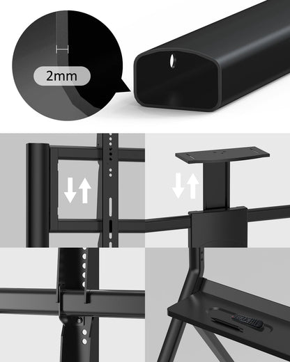 Dornium Smart Board Stand for 55-87 Inch Interactive Whiteboards, Adjustable Rolling TV Stand with 360°Swivel Lockable Wheels, Suitable for Offices, Classrooms, Home and Other Workspaces