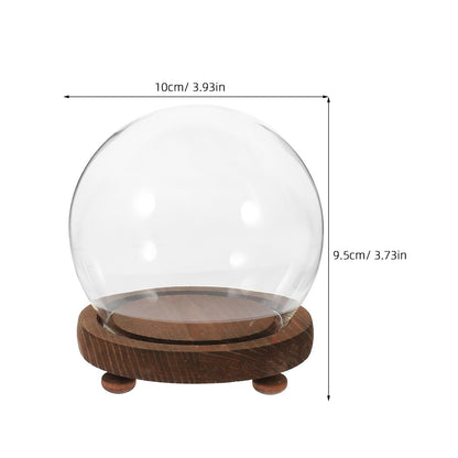 HOLIDYOYO Clear Glass Cloche Display Dome Bell Jar with Wood Base Diy Snow Globe Kit Keepsake Display Case Terrarium for Preserved Plant Succulent Craft 3.9 Inch