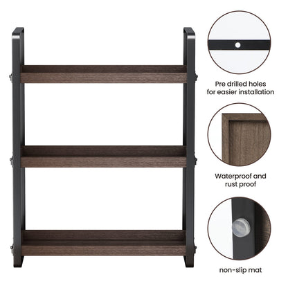 HNRLOY Bathroom Counter Organizer,Bathroom Countertop Organizer,Counter Shelf,Countertop Storage,Organization and Storage,Makeup Shelf,Sink Caddy(Brown 3 Tier)