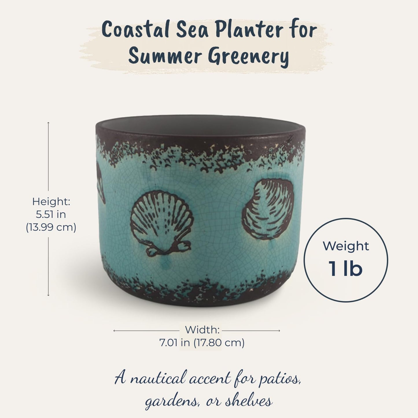 Blue Sky Ceramic Under The Sea 6.5" Planter