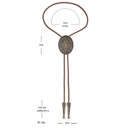 GelConnie Brown Leather Bolo Tie for Men Gothic Western Wedding Necktie Vintage Bolo Tie Flower Western Jewelry for Women