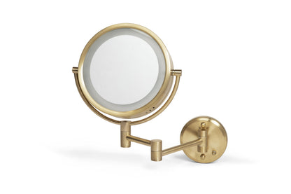 JERDON Wall-Mounted Makeup Mirror with LED Lighting - Direct Wire Lighted Makeup Mirror with 8X Magnification & Nickel Finish Wall Mount - Model HL75ND
