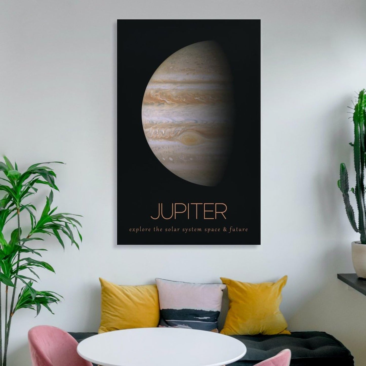 LGDSBHH Minimalist Jupiter Solar System Canvas Wall Art - Educational Space Planet Poster - Science Classroom & Kids Bedroom Decor - 12x18 Inch (Unframed)