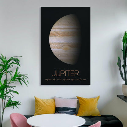 LGDSBHH Minimalist Jupiter Solar System Canvas Wall Art - Educational Space Planet Poster - Science Classroom & Kids Bedroom Decor - 12x18 Inch (Unframed)