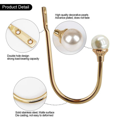 COCIVIVRE 2 Pack Curtain Holdbacks Wall Mounted Curtain Tiebacks Hooks Plastic Pearl U Shape Curtain Tiebacks with Screws Curtain Ties for Home Office-Gold