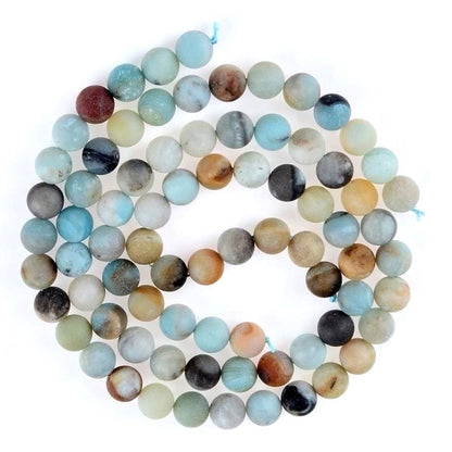 PLTbeads Natural Gemstone Loose Beads Matte Approxi 15.5 inch DIY Bracelet Necklace for Jewelry Making (6mm, Matte Colorful Amazonite)