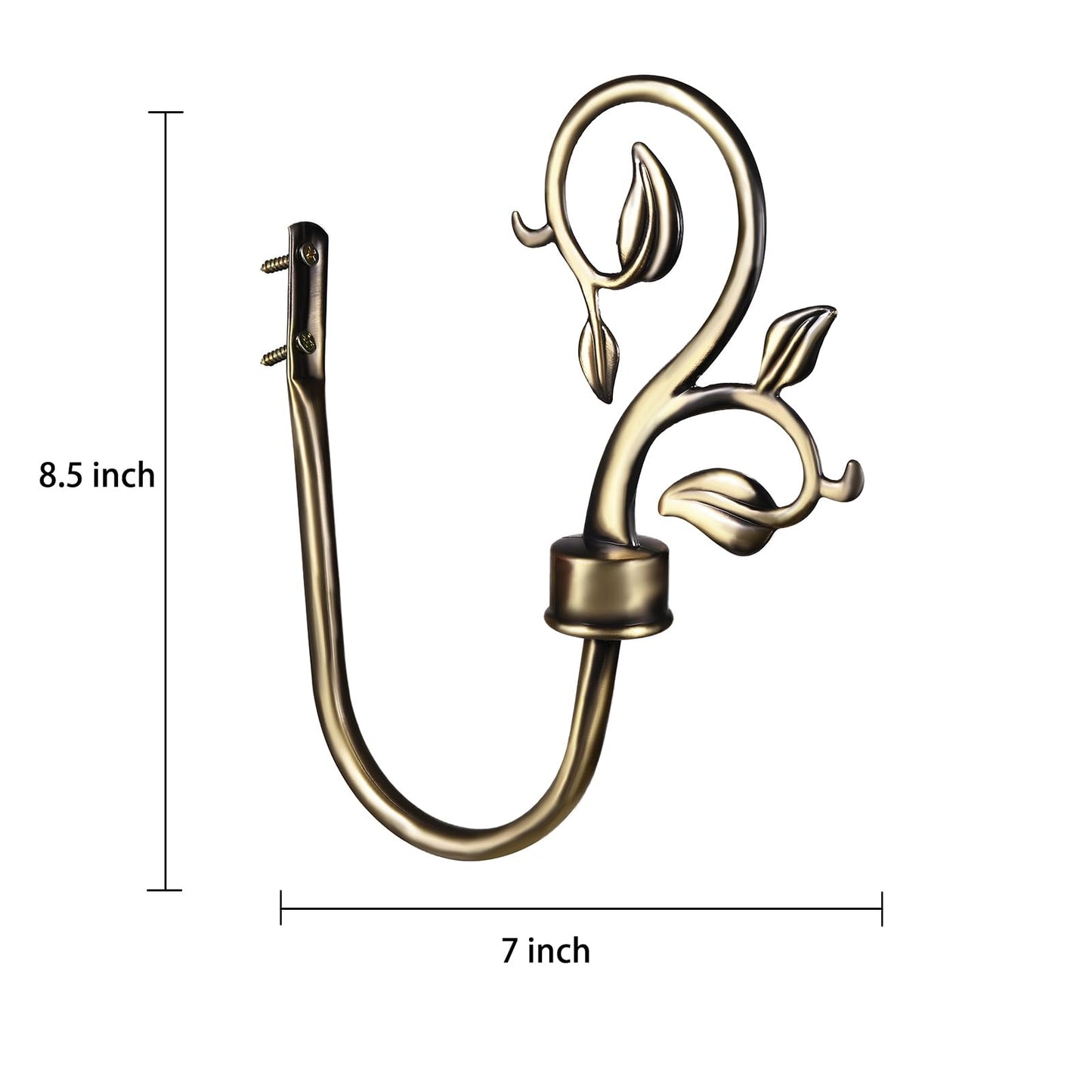 Leaf Shaped Curtain Holdbacks 2pcs, Handmade Metal Curtain Side Holders for Wall, Antique Brass Curtain Tieback Hook Pull Backs for Drapes Window Home Decoration (Bronze)