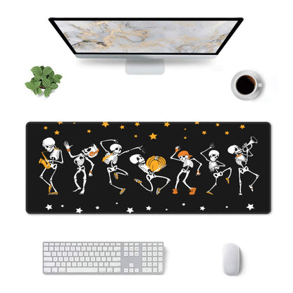 Dancing and Musical Skeletons Mouse Pad Large Gaming Mousepad, Long Big XL Waterproof Desk Mats Full Desk Keyboard Mat Computer Pad Desk Matt with Stitched Edges Non-Slip Desktop Mat, 31.5 * 11.8 in