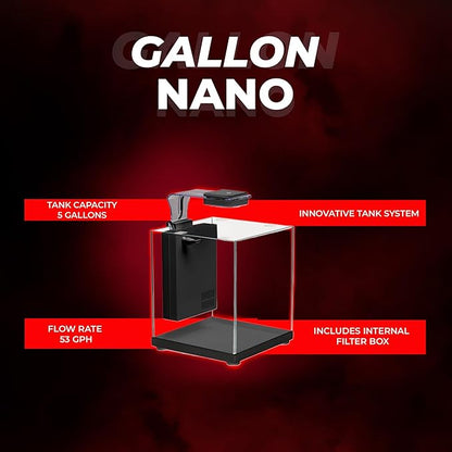 Aquatop Pisces Bullet Shaped Glass Aquarium - Nano Aquarium Kit, for Salt & Freshwater Fish Tanks - Mechanical, Chemical & Biological Filtration