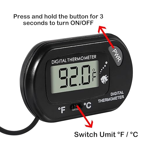 2Pcs Aquarium Thermometer Fish Tank Thermometer Reptile Fahrenheit Terrarium Water Temperature Indicator Test Digital with LCD Display Fahrenheit/Celsius