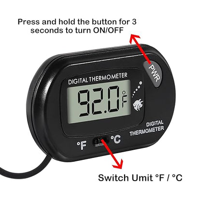 4Pcs Aquarium Thermometer Fish Tank Thermometer Reptile Fahrenheit Terrarium Water Temperature Indicator Test Digital with LCD Display Fahrenheit/Celsius
