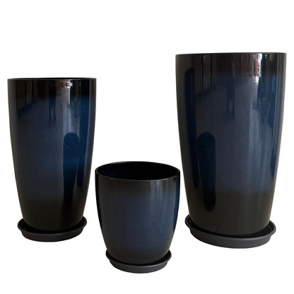 MinCHI257 24/21/11 Inch Tall Planter Pots Garden Plastic Planters - Set of 3 for Indoor & Outdoor Use - Decorative Lightweight Flower Pots