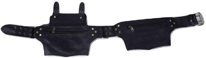 Mens Boys Vintage Leather Messenger Belt Sling Leather Utility Pouch Fanny Pack Messenger Waist Belt Gift for Men & Women (Black)