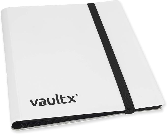 Vault X 9 Pocket Standard Strap Binder, Holds 360 Trading Cards in 20 Side-Loading Pages (White)