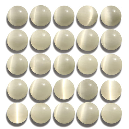 NITOPUPU 100Pcs 10mm Natural Smooth White Cat Eye Beads Round Loose Gemstone Stone Beads for Jewerly Making with Crystal Stretch Cord
