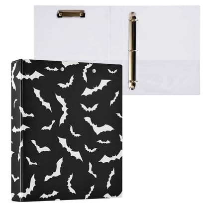 Halloween Bats Black Round Ring Binders 1.5 Inch 3 Ring Clipboard Binder for Office School Work Supplies File Folder Easy-Open 200 Sheet Capacity