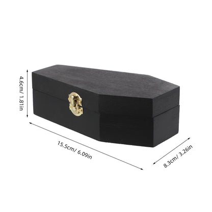 Hemoton Wooden Coffin Candy Box with Flip Lid Small Coffin Box for Treats and Pet Ashes Keepsake Handcrafted Halloween Decor Jewelry Organizer 6.10X3.26X1.81In